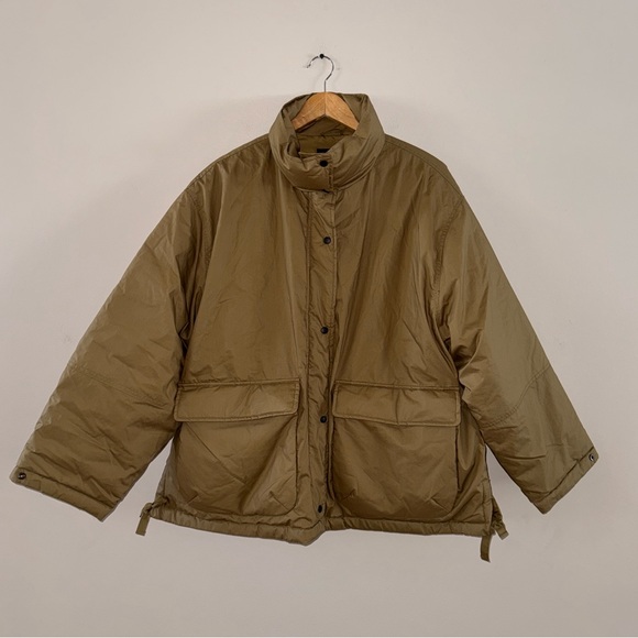 Zara military mustard brown oversized water/wind protected puffer coat, XL - Picture 1 of 11